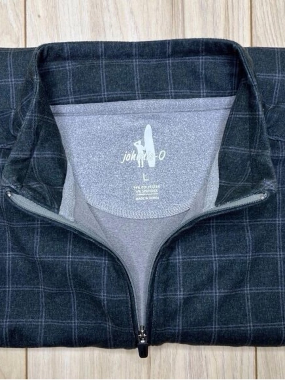 johnnie-O Charcoal Windowpane Zip Mock-Neck Sweater